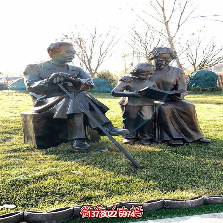 仿銅民俗人物雕塑，玻璃鋼裝飾公園戶外