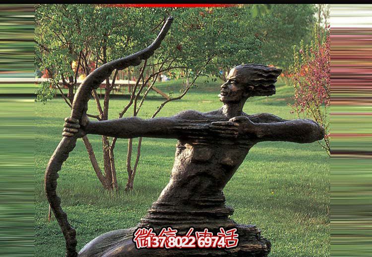 后羿射日雕塑，漆金鑄銅園林景區裝置