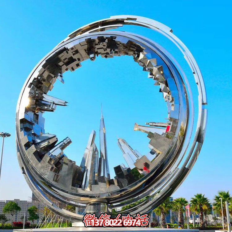不銹鋼抽象齒輪雕塑，點綴園林景觀