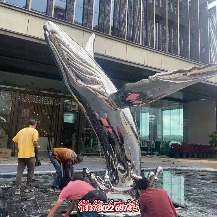 大型不銹鋼鏤空魚類擺件，為戶外水景商場售樓部裝飾