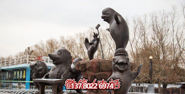 不銹鋼海豚雕塑，個性創意花園裝飾
