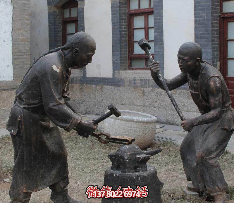 古人鑄造青銅雕塑，景觀美化擺放