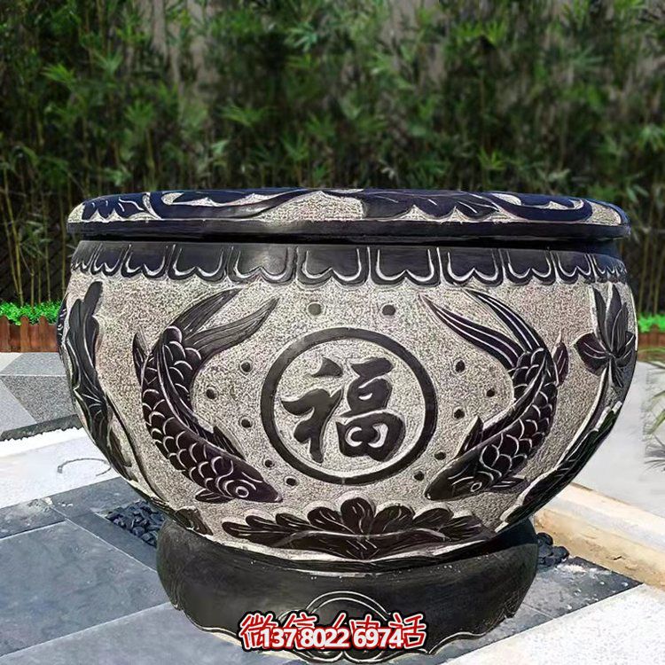 精美青石石雕缸，打造現(xiàn)代園林景觀
