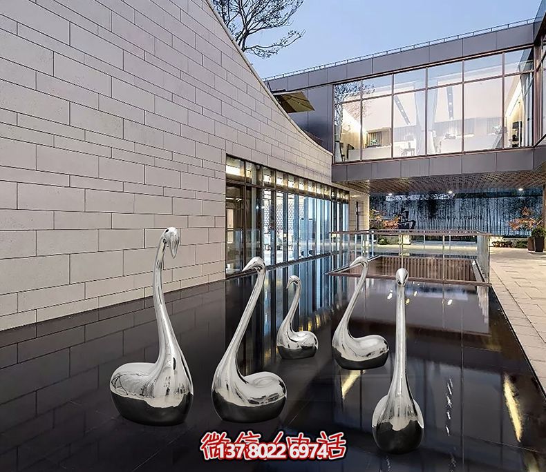 不銹鋼創意天鵝雕塑,鏡面水中裝飾別墅 不銹鋼創意天鵝雕塑,鏡面水中裝飾別墅