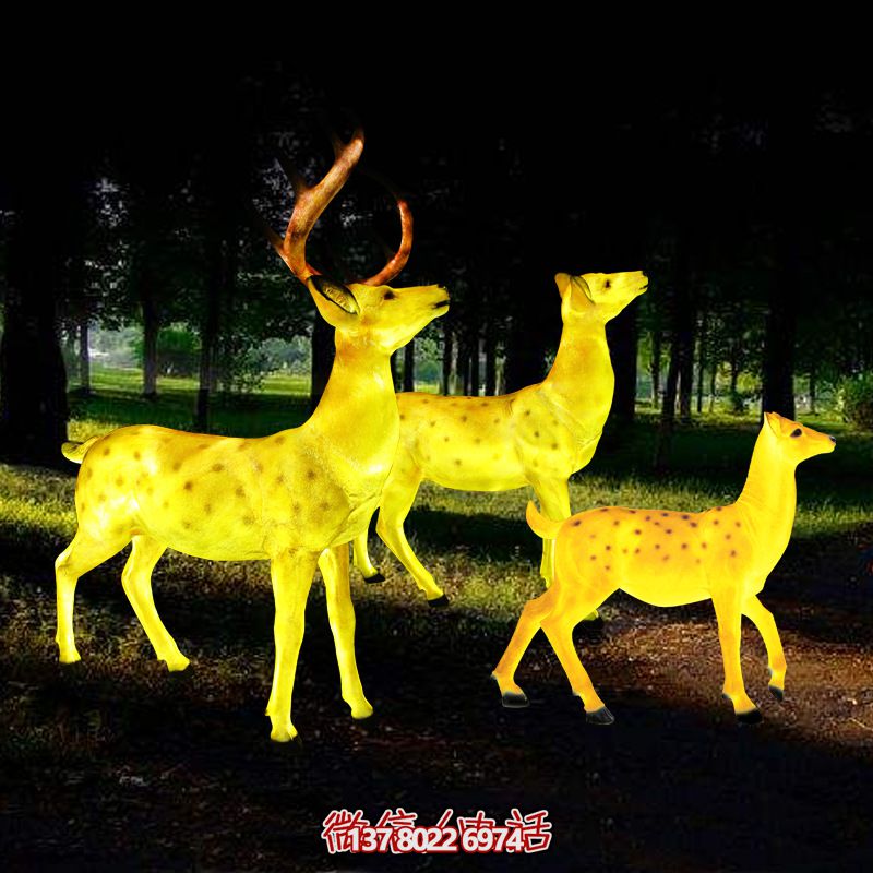 玻璃鋼梅花鹿雕塑照明，點亮夜晚的創意廣場