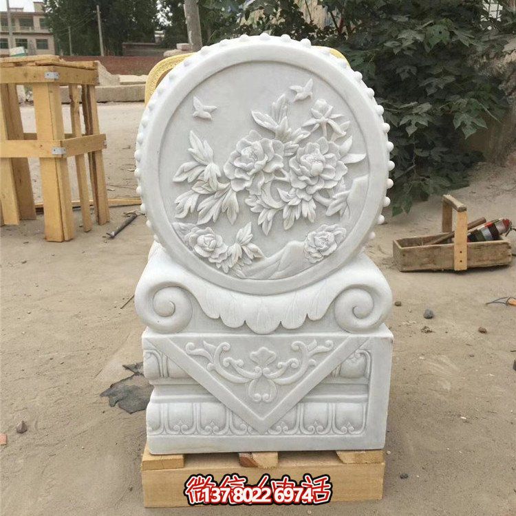 經典石雕藝術，漢白玉石雕大理石門口門墩鎮宅鼓抱雕塑戶外裝飾