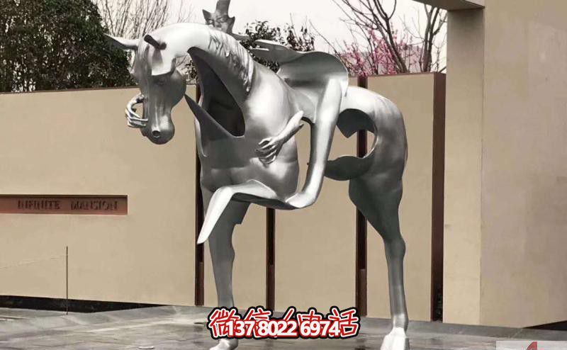 景區(qū)不銹鋼抽象人騎馬雕塑 景區(qū)不銹鋼抽象人騎馬雕塑
