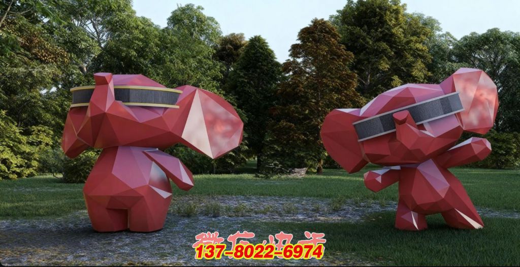 林間趣遇:不銹鋼卡通紅象的景觀歡樂劇場(chǎng) 林間趣遇:不銹鋼卡通紅象的景觀歡樂劇場(chǎng)